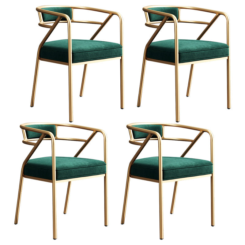Metal Scandinavian Glam Kitchen Dining Room Arm Chair Open Back Chair Green 4 Piece Set Clearhalo ' kitchen&dining_furn' 'Dining Chairs' 'Dining Tables & Seating' 'dining_chair' 'furn' 'furn_dining_chair' 'Furniture' 'furniture_dining_chair' 'Kitchen & Dining Furniture' 'kitchen' 4538841