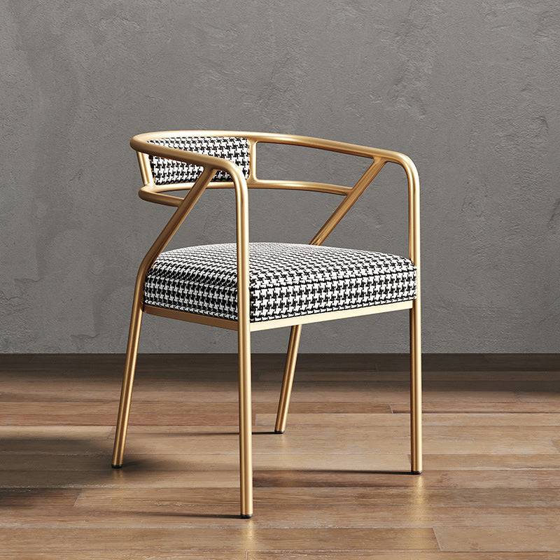 Metal Scandinavian Glam Kitchen Dining Room Arm Chair Open Back Chair Black White 1 Piece Clearhalo ' kitchen&dining_furn' 'Dining Chairs' 'Dining Tables & Seating' 'dining_chair' 'furn' 'furn_dining_chair' 'Furniture' 'furniture_dining_chair' 'Kitchen & Dining Furniture' 'kitchen' 4538842