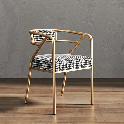 Metal Scandinavian Glam Kitchen Dining Room Arm Chair Open Back Chair Black White 1 Piece Clearhalo ' kitchen&dining_furn' 'Dining Chairs' 'Dining Tables & Seating' 'dining_chair' 'furn' 'furn_dining_chair' 'Furniture' 'furniture_dining_chair' 'Kitchen & Dining Furniture' 'kitchen' 4538842