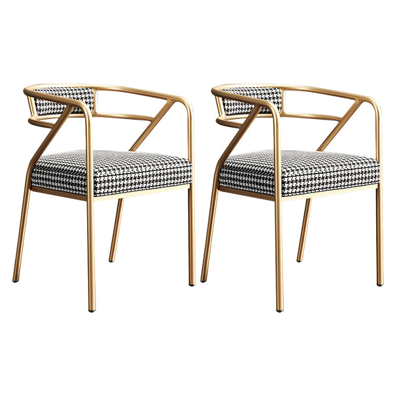 Metal Scandinavian Glam Kitchen Dining Room Arm Chair Open Back Chair Black White 2 Piece Set Clearhalo ' kitchen&dining_furn' 'Dining Chairs' 'Dining Tables & Seating' 'dining_chair' 'furn' 'furn_dining_chair' 'Furniture' 'furniture_dining_chair' 'Kitchen & Dining Furniture' 'kitchen' 4538843