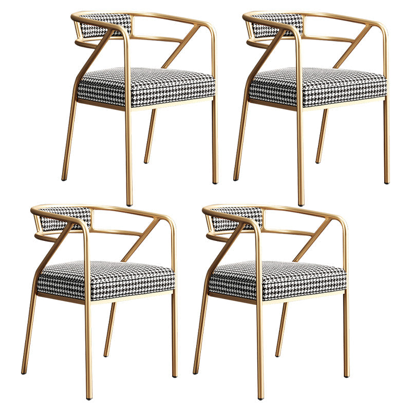 Metal Scandinavian Glam Kitchen Dining Room Arm Chair Open Back Chair Black White 4 Piece Set Clearhalo ' kitchen&dining_furn' 'Dining Chairs' 'Dining Tables & Seating' 'dining_chair' 'furn' 'furn_dining_chair' 'Furniture' 'furniture_dining_chair' 'Kitchen & Dining Furniture' 'kitchen' 4538844