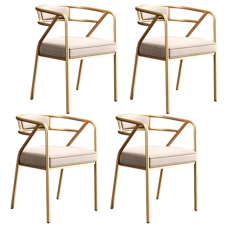 Metal Scandinavian Glam Kitchen Dining Room Arm Chair Open Back Chair Beige 4 Piece Set Clearhalo ' kitchen&dining_furn' 'Dining Chairs' 'Dining Tables & Seating' 'dining_chair' 'furn' 'furn_dining_chair' 'Furniture' 'furniture_dining_chair' 'Kitchen & Dining Furniture' 'kitchen' 4538847