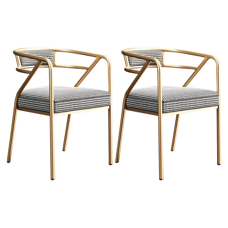 Metal Scandinavian Glam Kitchen Dining Room Arm Chair Open Back Chair White-Black 2 Piece Set Clearhalo ' kitchen&dining_furn' 'Dining Chairs' 'Dining Tables & Seating' 'dining_chair' 'furn' 'furn_dining_chair' 'Furniture' 'furniture_dining_chair' 'Kitchen & Dining Furniture' 'kitchen' 4538849