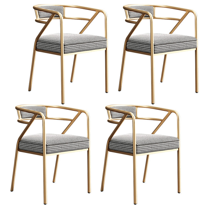 Metal Scandinavian Glam Kitchen Dining Room Arm Chair Open Back Chair White-Black 4 Piece Set Clearhalo ' kitchen&dining_furn' 'Dining Chairs' 'Dining Tables & Seating' 'dining_chair' 'furn' 'furn_dining_chair' 'Furniture' 'furniture_dining_chair' 'Kitchen & Dining Furniture' 'kitchen' 4538850