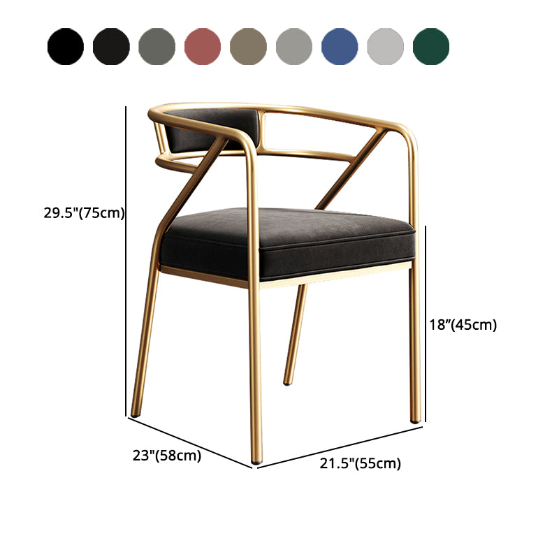 Metal Scandinavian Glam Kitchen Dining Room Arm Chair Open Back Chair Clearhalo ' kitchen&dining_furn' 'Dining Chairs' 'Dining Tables & Seating' 'dining_chair' 'furn' 'furn_dining_chair' 'Furniture' 'furniture_dining_chair' 'Kitchen & Dining Furniture' 'kitchen' 4538851