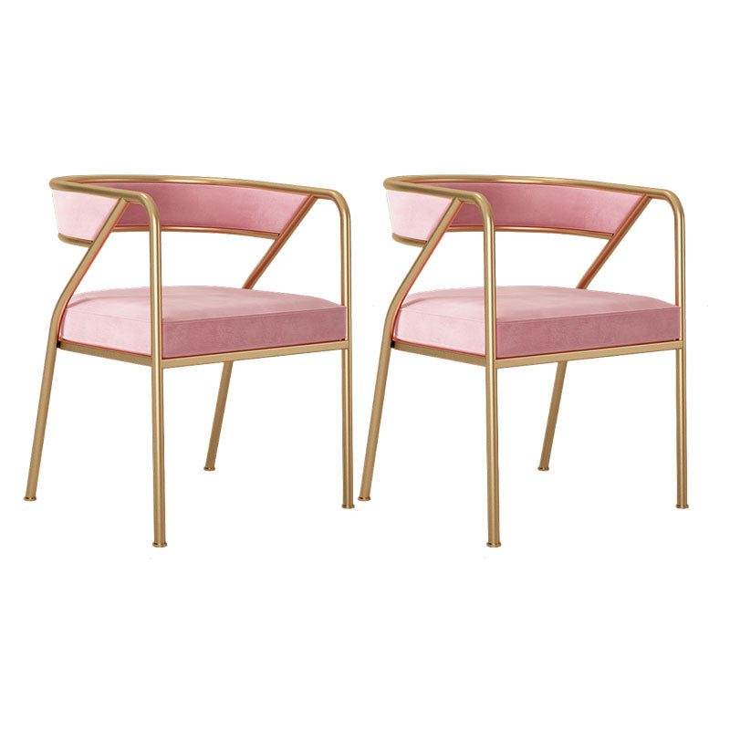 Glam Metal Arm Dining Chair Open Back Dining Side Chair for Home Use Pink 2 Piece Set Clearhalo ' kitchen&dining_furn' 'Dining Chairs' 'Dining Tables & Seating' 'dining_chair' 'furn' 'furn_dining_chair' 'Furniture' 'furniture_dining_chair' 'Kitchen & Dining Furniture' 'kitchen' 4538855