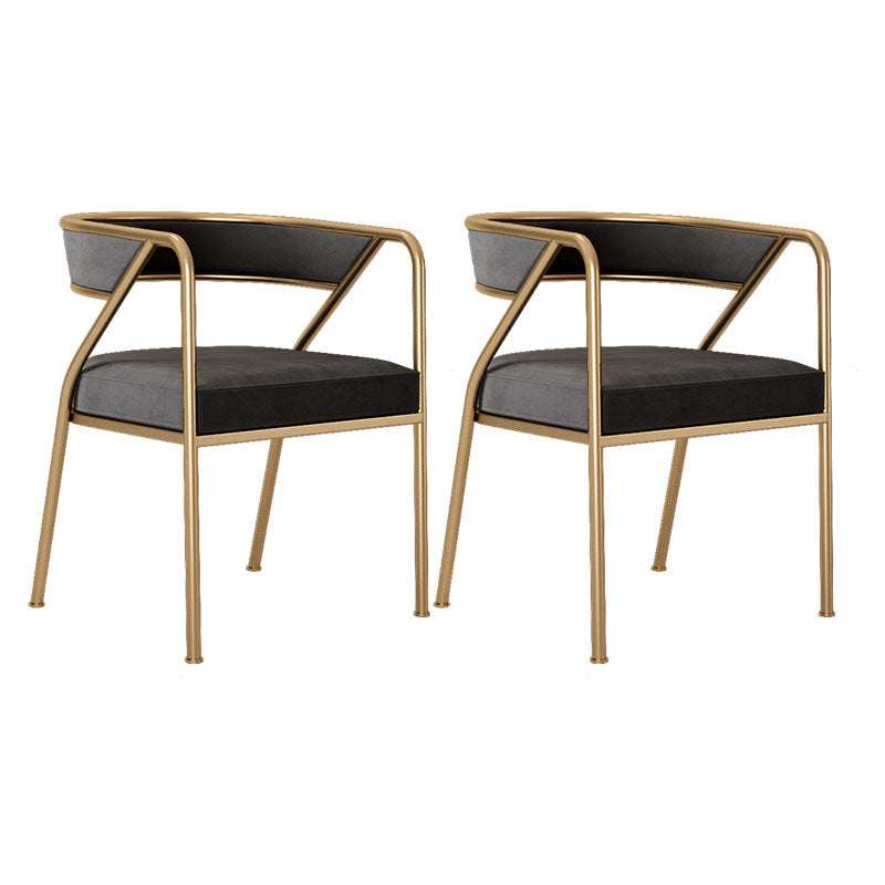 Glam Metal Arm Dining Chair Open Back Dining Side Chair for Home Use Black 2 Piece Set Clearhalo ' kitchen&dining_furn' 'Dining Chairs' 'Dining Tables & Seating' 'dining_chair' 'furn' 'furn_dining_chair' 'Furniture' 'furniture_dining_chair' 'Kitchen & Dining Furniture' 'kitchen' 4538856