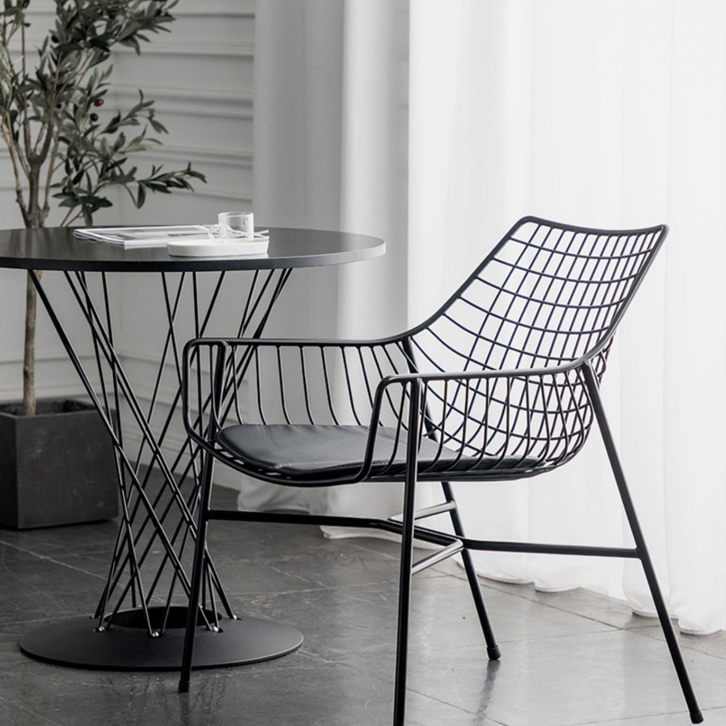 Metal Industrial Kitchen Dining Room Armchair Crossback Chair Clearhalo ' kitchen&dining_furn' 'Dining Chairs' 'Dining Tables & Seating' 'dining_chair' 'furn' 'furn_dining_chair' 'Furniture' 'furniture_dining_chair' 'Kitchen & Dining Furniture' 'kitchen' 4538877