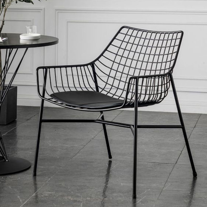 Metal Industrial Kitchen Dining Room Armchair Crossback Chair Gloss Black 1 Piece Clearhalo ' kitchen&dining_furn' 'Dining Chairs' 'Dining Tables & Seating' 'dining_chair' 'furn' 'furn_dining_chair' 'Furniture' 'furniture_dining_chair' 'Kitchen & Dining Furniture' 'kitchen' 4538883