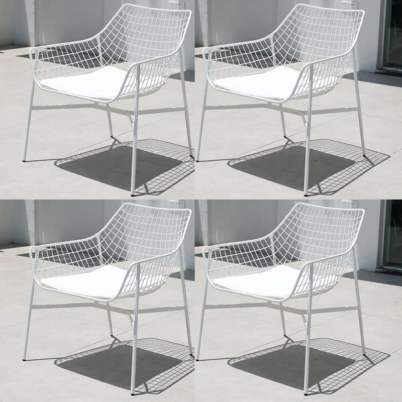 Metal Industrial Kitchen Dining Room Armchair Crossback Chair Gloss White 4 Piece Set Clearhalo ' kitchen&dining_furn' 'Dining Chairs' 'Dining Tables & Seating' 'dining_chair' 'furn' 'furn_dining_chair' 'Furniture' 'furniture_dining_chair' 'Kitchen & Dining Furniture' 'kitchen' 4538890