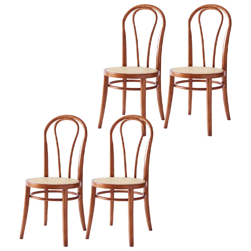 Scandinavian Design Windsor Back Side Chairs Wicker Dining Chairs for Home Deep Tan 4 Piece Set Clearhalo ' kitchen&dining_furn' 'Dining Chairs' 'Dining Tables & Seating' 'dining_chair' 'furn' 'furn_dining_chair' 'Furniture' 'furniture_dining_chair' 'Kitchen & Dining Furniture' 'kitchen' 4538908