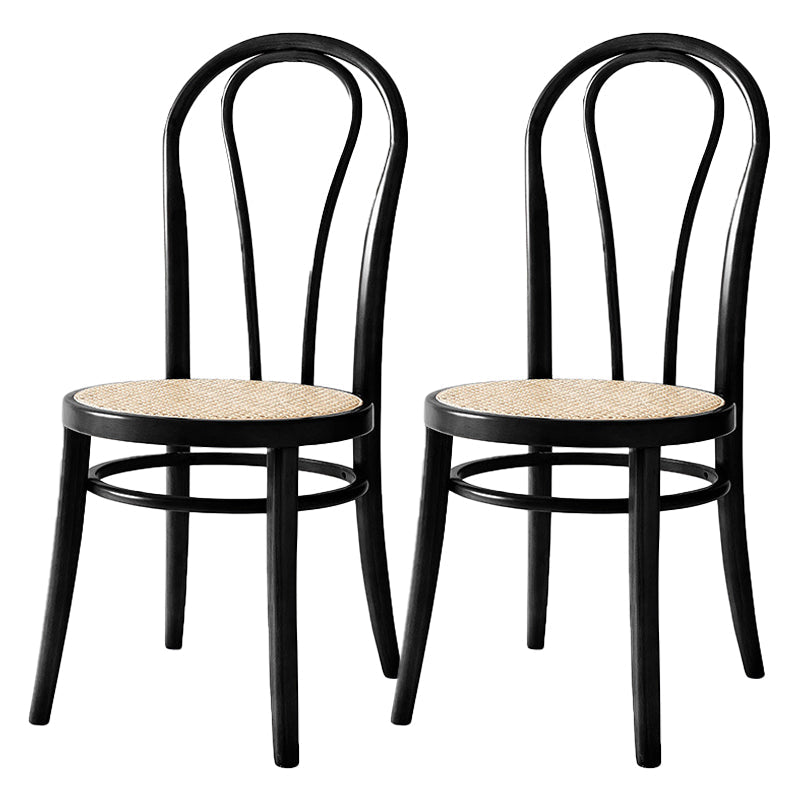 Scandinavian Design Windsor Back Side Chairs Wicker Dining Chairs for Home Black 2 Piece Set Clearhalo ' kitchen&dining_furn' 'Dining Chairs' 'Dining Tables & Seating' 'dining_chair' 'furn' 'furn_dining_chair' 'Furniture' 'furniture_dining_chair' 'Kitchen & Dining Furniture' 'kitchen' 4538911