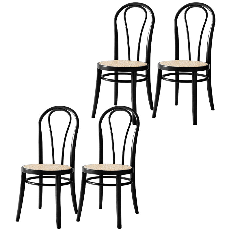 Scandinavian Design Windsor Back Side Chairs Wicker Dining Chairs for Home Black 4 Piece Set Clearhalo ' kitchen&dining_furn' 'Dining Chairs' 'Dining Tables & Seating' 'dining_chair' 'furn' 'furn_dining_chair' 'Furniture' 'furniture_dining_chair' 'Kitchen & Dining Furniture' 'kitchen' 4538912