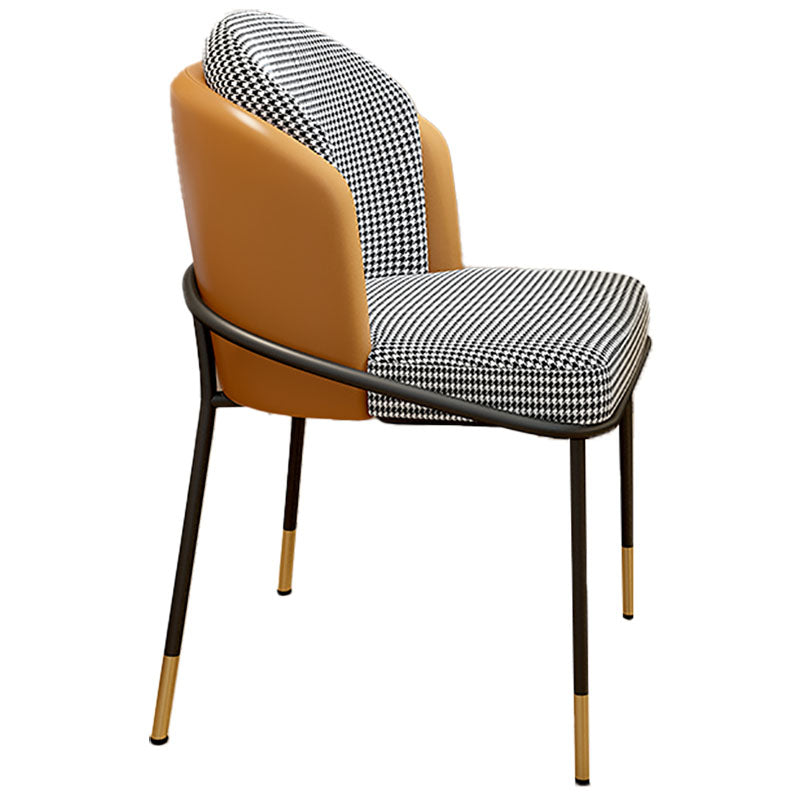 Glam Metal Dining Armless Chair Upholstered Side Chairs for Home Use Black-White-Yellow 1 Piece Clearhalo ' kitchen&dining_furn' 'Dining Chairs' 'Dining Tables & Seating' 'dining_chair' 'furn' 'furn_dining_chair' 'Furniture' 'furniture_dining_chair' 'Kitchen & Dining Furniture' 'kitchen' 4538915