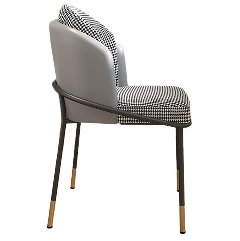 Glam Metal Dining Armless Chair Upholstered Side Chairs for Home Use Black White Gray 1 Piece Clearhalo ' kitchen&dining_furn' 'Dining Chairs' 'Dining Tables & Seating' 'dining_chair' 'furn' 'furn_dining_chair' 'Furniture' 'furniture_dining_chair' 'Kitchen & Dining Furniture' 'kitchen' 4538920