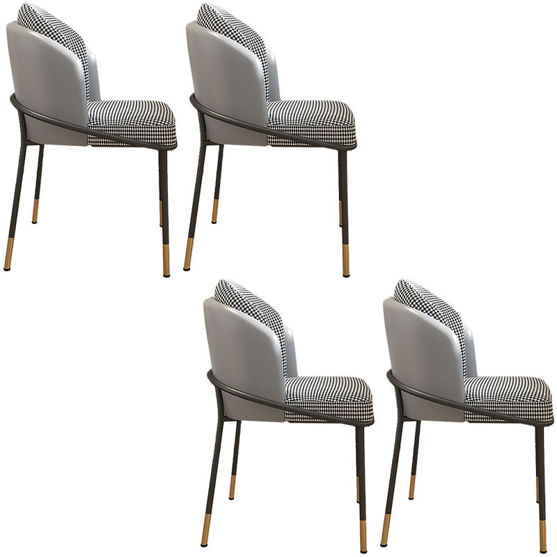 Glam Metal Dining Armless Chair Upholstered Side Chairs for Home Use Black White Gray 4 Piece Set Clearhalo ' kitchen&dining_furn' 'Dining Chairs' 'Dining Tables & Seating' 'dining_chair' 'furn' 'furn_dining_chair' 'Furniture' 'furniture_dining_chair' 'Kitchen & Dining Furniture' 'kitchen' 4538924