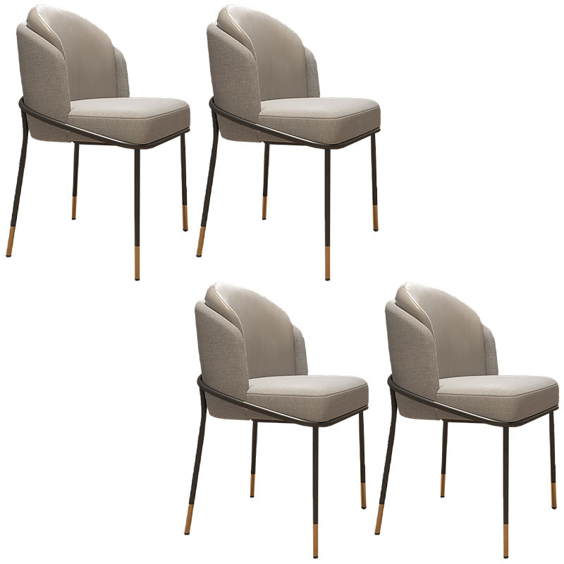 Glam Metal Dining Armless Chair Upholstered Side Chairs for Home Use Grey 4 Piece Set Clearhalo ' kitchen&dining_furn' 'Dining Chairs' 'Dining Tables & Seating' 'dining_chair' 'furn' 'furn_dining_chair' 'Furniture' 'furniture_dining_chair' 'Kitchen & Dining Furniture' 'kitchen' 4538930