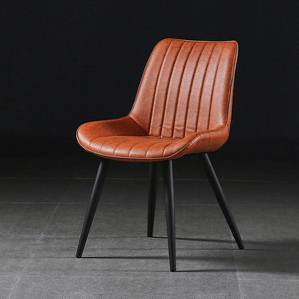 Contemporary Style Dining Chairs Dining Armless Side Chairs with Metal Legs Orange 1 Piece Clearhalo ' kitchen&dining_furn' 'Dining Chairs' 'Dining Tables & Seating' 'dining_chair' 'furn' 'furn_dining_chair' 'Furniture' 'furniture_dining_chair' 'Kitchen & Dining Furniture' 'kitchen' 4538935