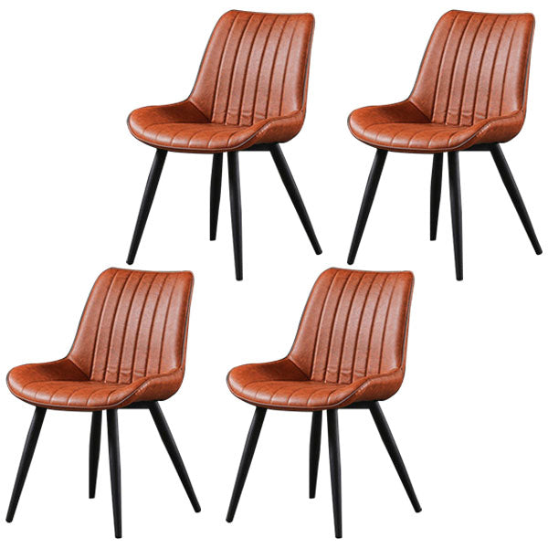 Contemporary Style Dining Chairs Dining Armless Side Chairs with Metal Legs Orange 4 Piece Set Clearhalo ' kitchen&dining_furn' 'Dining Chairs' 'Dining Tables & Seating' 'dining_chair' 'furn' 'furn_dining_chair' 'Furniture' 'furniture_dining_chair' 'Kitchen & Dining Furniture' 'kitchen' 4538939