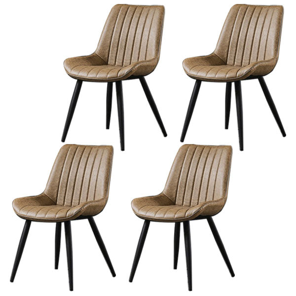 Contemporary Style Dining Chairs Dining Armless Side Chairs with Metal Legs Camel 4 Piece Set Clearhalo ' kitchen&dining_furn' 'Dining Chairs' 'Dining Tables & Seating' 'dining_chair' 'furn' 'furn_dining_chair' 'Furniture' 'furniture_dining_chair' 'Kitchen & Dining Furniture' 'kitchen' 4538950