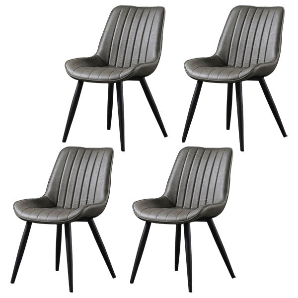 Contemporary Style Dining Chairs Dining Armless Side Chairs with Metal Legs Grey 4 Piece Set Clearhalo ' kitchen&dining_furn' 'Dining Chairs' 'Dining Tables & Seating' 'dining_chair' 'furn' 'furn_dining_chair' 'Furniture' 'furniture_dining_chair' 'Kitchen & Dining Furniture' 'kitchen' 4538954