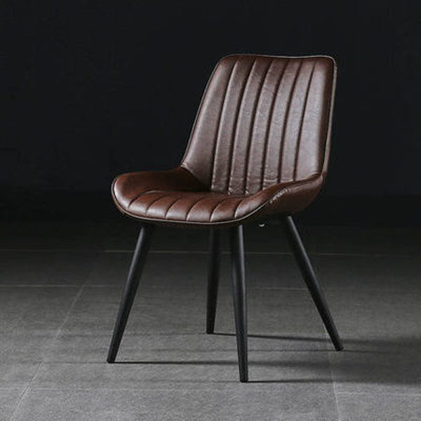 Contemporary Style Dining Chairs Dining Armless Side Chairs with Metal Legs Dark Coffee 1 Piece Clearhalo ' kitchen&dining_furn' 'Dining Chairs' 'Dining Tables & Seating' 'dining_chair' 'furn' 'furn_dining_chair' 'Furniture' 'furniture_dining_chair' 'Kitchen & Dining Furniture' 'kitchen' 4538955