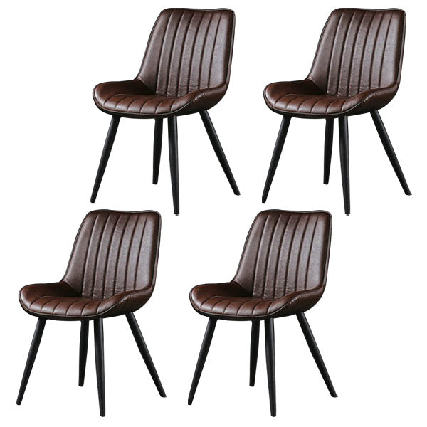 Contemporary Style Dining Chairs Dining Armless Side Chairs with Metal Legs Dark Coffee 4 Piece Set Clearhalo ' kitchen&dining_furn' 'Dining Chairs' 'Dining Tables & Seating' 'dining_chair' 'furn' 'furn_dining_chair' 'Furniture' 'furniture_dining_chair' 'Kitchen & Dining Furniture' 'kitchen' 4538957