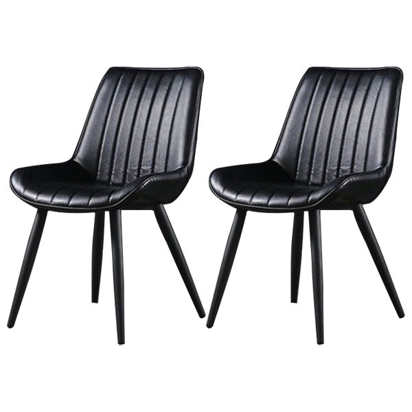 Contemporary Style Dining Chairs Dining Armless Side Chairs with Metal Legs Black 2 Piece Set Clearhalo ' kitchen&dining_furn' 'Dining Chairs' 'Dining Tables & Seating' 'dining_chair' 'furn' 'furn_dining_chair' 'Furniture' 'furniture_dining_chair' 'Kitchen & Dining Furniture' 'kitchen' 4538959