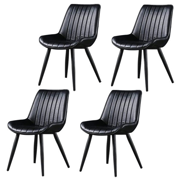 Contemporary Style Dining Chairs Dining Armless Side Chairs with Metal Legs Black 4 Piece Set Clearhalo ' kitchen&dining_furn' 'Dining Chairs' 'Dining Tables & Seating' 'dining_chair' 'furn' 'furn_dining_chair' 'Furniture' 'furniture_dining_chair' 'Kitchen & Dining Furniture' 'kitchen' 4538960