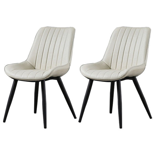 Contemporary Style Dining Chairs Dining Armless Side Chairs with Metal Legs Off-White 2 Piece Set Clearhalo ' kitchen&dining_furn' 'Dining Chairs' 'Dining Tables & Seating' 'dining_chair' 'furn' 'furn_dining_chair' 'Furniture' 'furniture_dining_chair' 'Kitchen & Dining Furniture' 'kitchen' 4538962