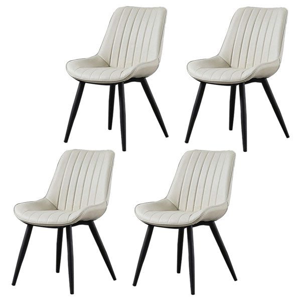 Contemporary Style Dining Chairs Dining Armless Side Chairs with Metal Legs Off-White 4 Piece Set Clearhalo ' kitchen&dining_furn' 'Dining Chairs' 'Dining Tables & Seating' 'dining_chair' 'furn' 'furn_dining_chair' 'Furniture' 'furniture_dining_chair' 'Kitchen & Dining Furniture' 'kitchen' 4538963