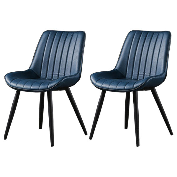 Contemporary Style Dining Chairs Dining Armless Side Chairs with Metal Legs Dark Blue 2 Piece Set Clearhalo ' kitchen&dining_furn' 'Dining Chairs' 'Dining Tables & Seating' 'dining_chair' 'furn' 'furn_dining_chair' 'Furniture' 'furniture_dining_chair' 'Kitchen & Dining Furniture' 'kitchen' 4538965