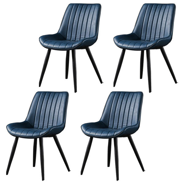 Contemporary Style Dining Chairs Dining Armless Side Chairs with Metal Legs Dark Blue 4 Piece Set Clearhalo ' kitchen&dining_furn' 'Dining Chairs' 'Dining Tables & Seating' 'dining_chair' 'furn' 'furn_dining_chair' 'Furniture' 'furniture_dining_chair' 'Kitchen & Dining Furniture' 'kitchen' 4538966