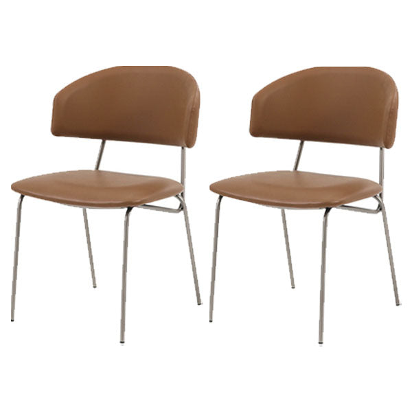 Contemporary Style Dining Chairs Dining Armless Open Back Chairs with Metal Legs Coffee 2 Piece Set Clearhalo ' kitchen&dining_furn' 'Dining Chairs' 'Dining Tables & Seating' 'dining_chair' 'furn' 'furn_dining_chair' 'Furniture' 'furniture_dining_chair' 'Kitchen & Dining Furniture' 'kitchen' 4538976