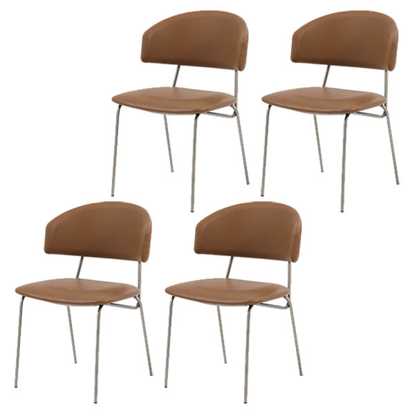Contemporary Style Dining Chairs Dining Armless Open Back Chairs with Metal Legs Coffee 4 Piece Set Clearhalo ' kitchen&dining_furn' 'Dining Chairs' 'Dining Tables & Seating' 'dining_chair' 'furn' 'furn_dining_chair' 'Furniture' 'furniture_dining_chair' 'Kitchen & Dining Furniture' 'kitchen' 4538978
