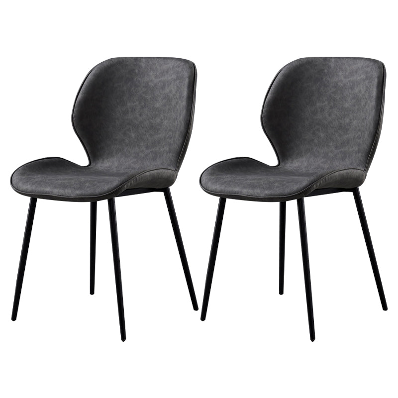 Metal Scandinavian Glam Kitchen Dining Room Chair Wingback Side Chair Dark Gray 2 Piece Set Black Clearhalo ' kitchen&dining_furn' 'Dining Chairs' 'Dining Tables & Seating' 'dining_chair' 'furn' 'furn_dining_chair' 'Furniture' 'furniture_dining_chair' 'Kitchen & Dining Furniture' 'kitchen' 4538993
