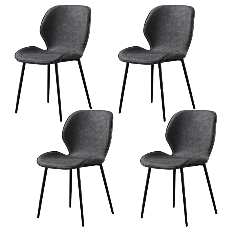 Metal Scandinavian Glam Kitchen Dining Room Chair Wingback Side Chair Dark Gray 4 Piece Set Black Clearhalo ' kitchen&dining_furn' 'Dining Chairs' 'Dining Tables & Seating' 'dining_chair' 'furn' 'furn_dining_chair' 'Furniture' 'furniture_dining_chair' 'Kitchen & Dining Furniture' 'kitchen' 4538996