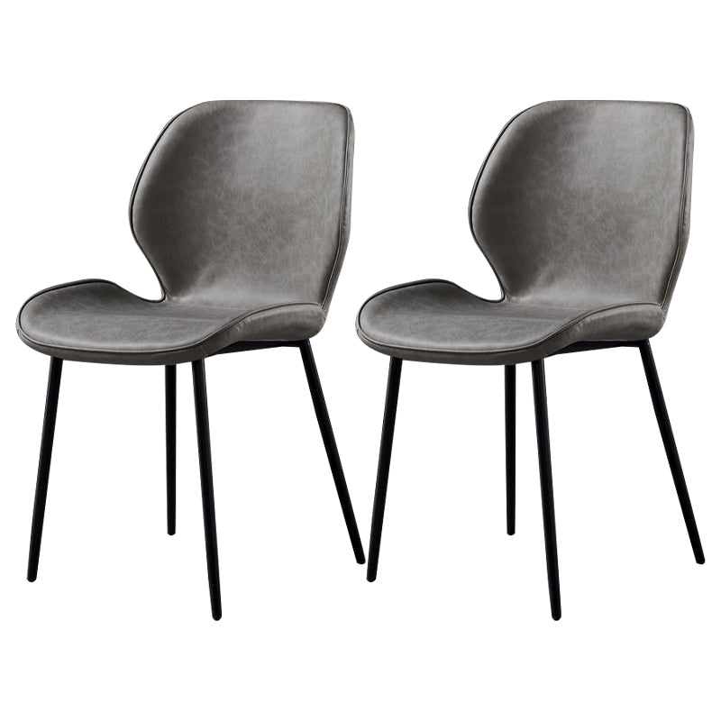 Metal Scandinavian Glam Kitchen Dining Room Chair Wingback Side Chair Light Gray 2 Piece Set Black Clearhalo ' kitchen&dining_furn' 'Dining Chairs' 'Dining Tables & Seating' 'dining_chair' 'furn' 'furn_dining_chair' 'Furniture' 'furniture_dining_chair' 'Kitchen & Dining Furniture' 'kitchen' 4538999