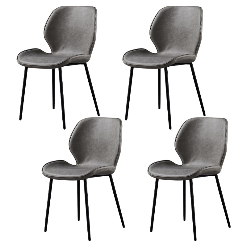 Metal Scandinavian Glam Kitchen Dining Room Chair Wingback Side Chair Light Gray 4 Piece Set Black Clearhalo ' kitchen&dining_furn' 'Dining Chairs' 'Dining Tables & Seating' 'dining_chair' 'furn' 'furn_dining_chair' 'Furniture' 'furniture_dining_chair' 'Kitchen & Dining Furniture' 'kitchen' 4539002