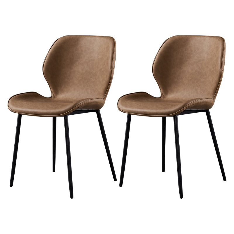 Metal Scandinavian Glam Kitchen Dining Room Chair Wingback Side Chair Brown 2 Piece Set Black Clearhalo ' kitchen&dining_furn' 'Dining Chairs' 'Dining Tables & Seating' 'dining_chair' 'furn' 'furn_dining_chair' 'Furniture' 'furniture_dining_chair' 'Kitchen & Dining Furniture' 'kitchen' 4539005