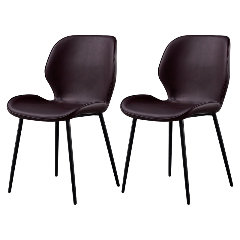 Metal Scandinavian Glam Kitchen Dining Room Chair Wingback Side Chair Purple 2 Piece Set Black Clearhalo ' kitchen&dining_furn' 'Dining Chairs' 'Dining Tables & Seating' 'dining_chair' 'furn' 'furn_dining_chair' 'Furniture' 'furniture_dining_chair' 'Kitchen & Dining Furniture' 'kitchen' 4539013