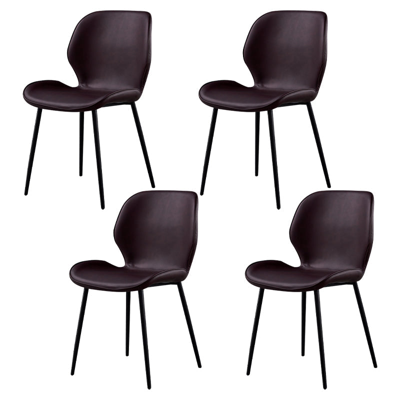 Metal Scandinavian Glam Kitchen Dining Room Chair Wingback Side Chair Purple 4 Piece Set Black Clearhalo ' kitchen&dining_furn' 'Dining Chairs' 'Dining Tables & Seating' 'dining_chair' 'furn' 'furn_dining_chair' 'Furniture' 'furniture_dining_chair' 'Kitchen & Dining Furniture' 'kitchen' 4539014