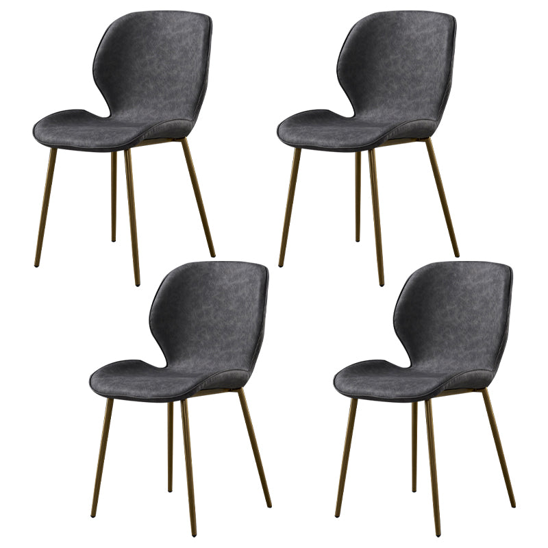Metal Scandinavian Glam Kitchen Dining Room Chair Wingback Side Chair Dark Gray 4 Piece Set Brass Gold Clearhalo ' kitchen&dining_furn' 'Dining Chairs' 'Dining Tables & Seating' 'dining_chair' 'furn' 'furn_dining_chair' 'Furniture' 'furniture_dining_chair' 'Kitchen & Dining Furniture' 'kitchen' 4539017