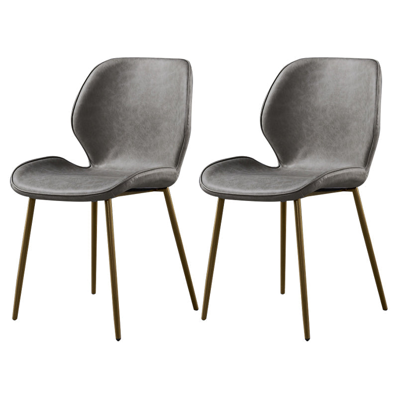 Metal Scandinavian Glam Kitchen Dining Room Chair Wingback Side Chair Light Gray 2 Piece Set Brass Gold Clearhalo ' kitchen&dining_furn' 'Dining Chairs' 'Dining Tables & Seating' 'dining_chair' 'furn' 'furn_dining_chair' 'Furniture' 'furniture_dining_chair' 'Kitchen & Dining Furniture' 'kitchen' 4539019