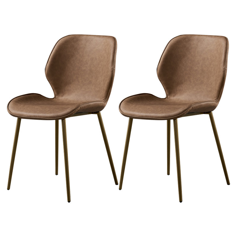 Metal Scandinavian Glam Kitchen Dining Room Chair Wingback Side Chair Brown 2 Piece Set Brass Gold Clearhalo ' kitchen&dining_furn' 'Dining Chairs' 'Dining Tables & Seating' 'dining_chair' 'furn' 'furn_dining_chair' 'Furniture' 'furniture_dining_chair' 'Kitchen & Dining Furniture' 'kitchen' 4539022