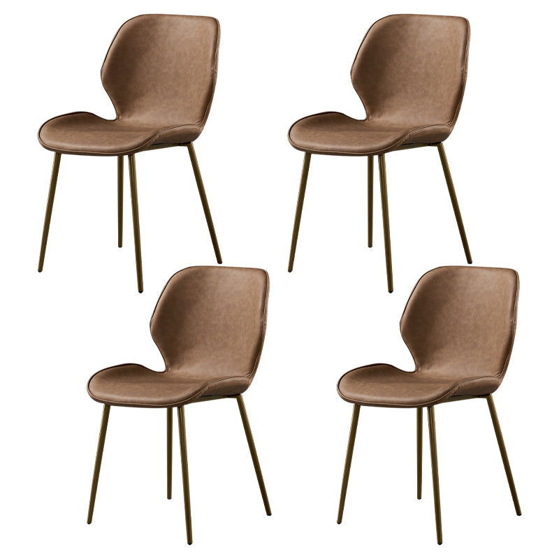 Metal Scandinavian Glam Kitchen Dining Room Chair Wingback Side Chair Brown 4 Piece Set Brass Gold Clearhalo ' kitchen&dining_furn' 'Dining Chairs' 'Dining Tables & Seating' 'dining_chair' 'furn' 'furn_dining_chair' 'Furniture' 'furniture_dining_chair' 'Kitchen & Dining Furniture' 'kitchen' 4539023