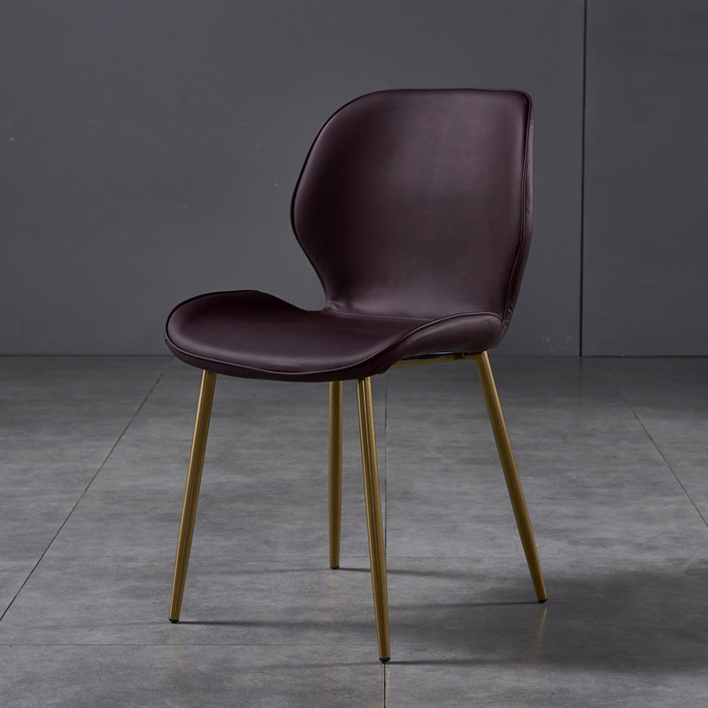 Metal Scandinavian Glam Kitchen Dining Room Chair Wingback Side Chair Purple 1 Piece Brass Gold Clearhalo ' kitchen&dining_furn' 'Dining Chairs' 'Dining Tables & Seating' 'dining_chair' 'furn' 'furn_dining_chair' 'Furniture' 'furniture_dining_chair' 'Kitchen & Dining Furniture' 'kitchen' 4539027