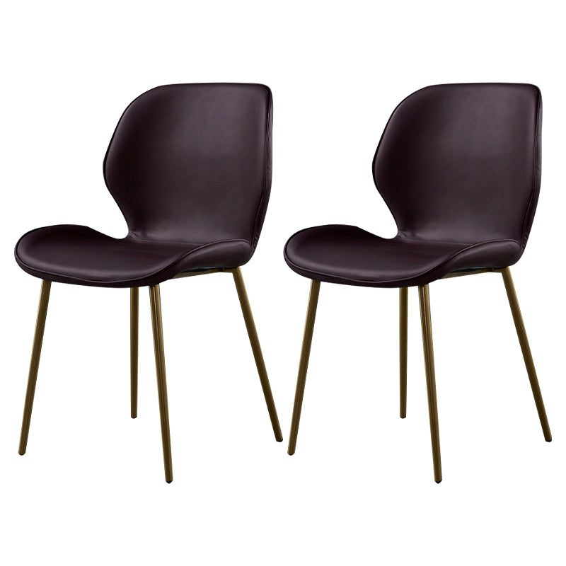 Metal Scandinavian Glam Kitchen Dining Room Chair Wingback Side Chair Purple 2 Piece Set Brass Gold Clearhalo ' kitchen&dining_furn' 'Dining Chairs' 'Dining Tables & Seating' 'dining_chair' 'furn' 'furn_dining_chair' 'Furniture' 'furniture_dining_chair' 'Kitchen & Dining Furniture' 'kitchen' 4539028