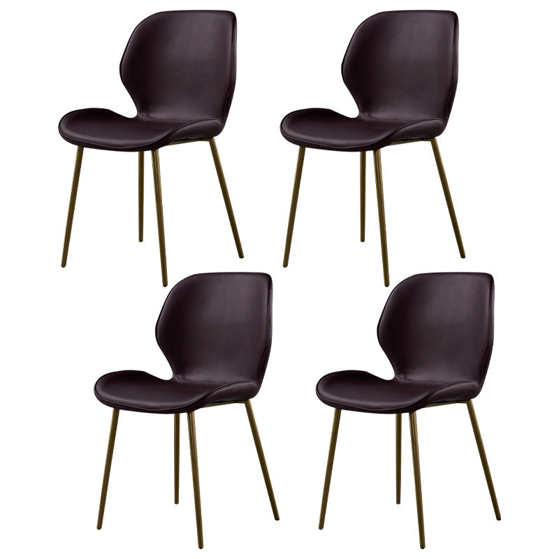 Metal Scandinavian Glam Kitchen Dining Room Chair Wingback Side Chair Purple 4 Piece Set Brass Gold Clearhalo ' kitchen&dining_furn' 'Dining Chairs' 'Dining Tables & Seating' 'dining_chair' 'furn' 'furn_dining_chair' 'Furniture' 'furniture_dining_chair' 'Kitchen & Dining Furniture' 'kitchen' 4539029