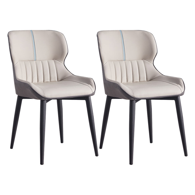 Contemporary Dining Arm Chairs Matte Finish Leather Curved Parsons Chair Grey 2 Piece Set Clearhalo ' kitchen&dining_furn' 'Dining Chairs' 'Dining Tables & Seating' 'dining_chair' 'furn' 'furn_dining_chair' 'Furniture' 'furniture_dining_chair' 'Kitchen & Dining Furniture' 'kitchen' 4539036
